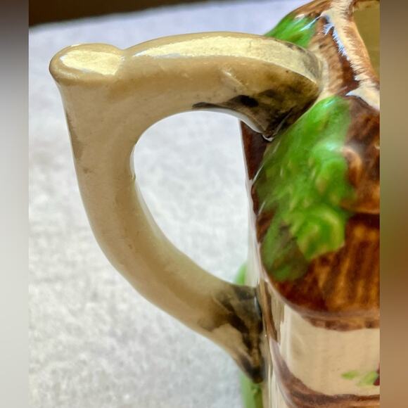 1950s Majolica Japan cottageware teapot and creamer dish - Picture 6 of 15